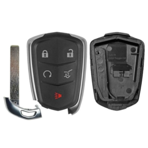 cadillac 5 button smart key replacement shell, case and pad only no electronics, hyq2es, hyq2ab, hyq2eb